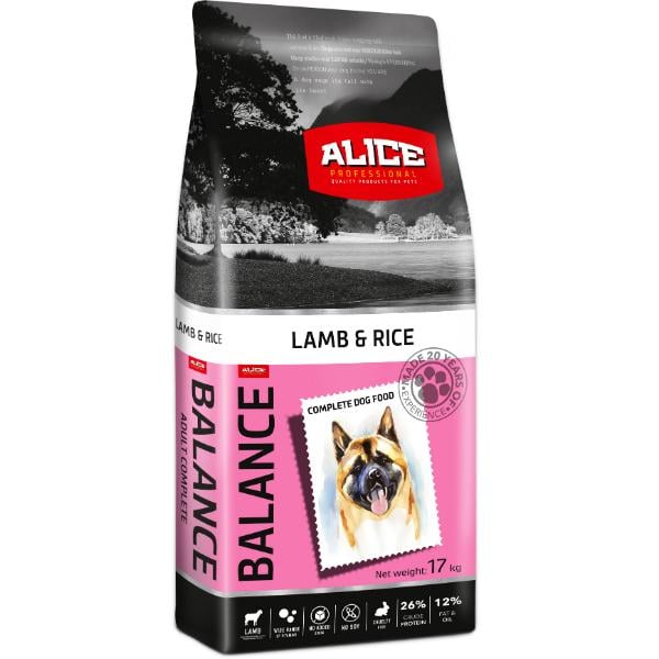 Корм для собак ALICE Professional Balance Lamb and Rice ягненок и рис премиальный 17 кг (000019793)