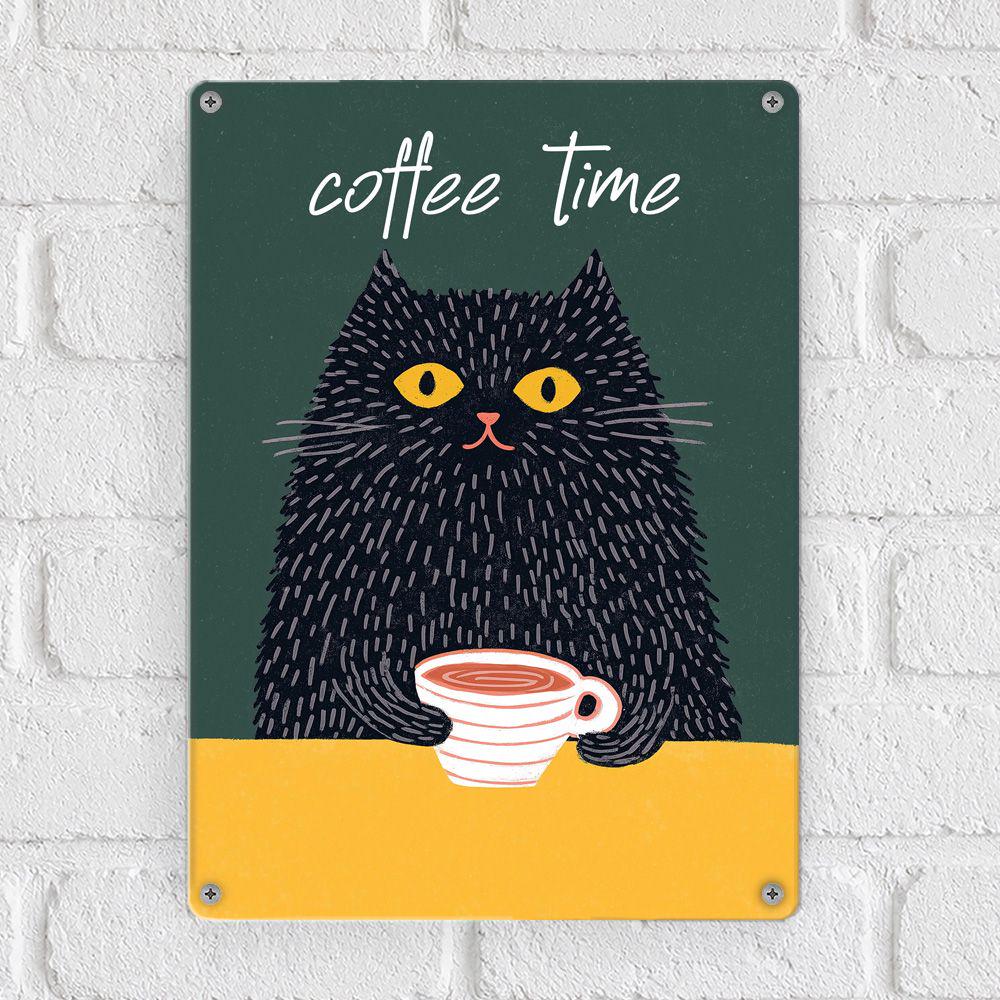 Табличка металлическая Coffee time 26х18,5 см (MET_26J039)