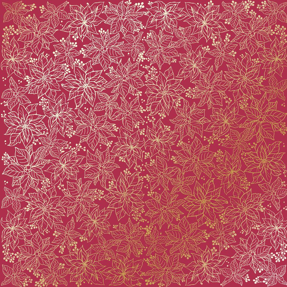 Лист бумаги односторонний Golden Poinsettia с фольгированием 30,5х30,5 см Blackberry