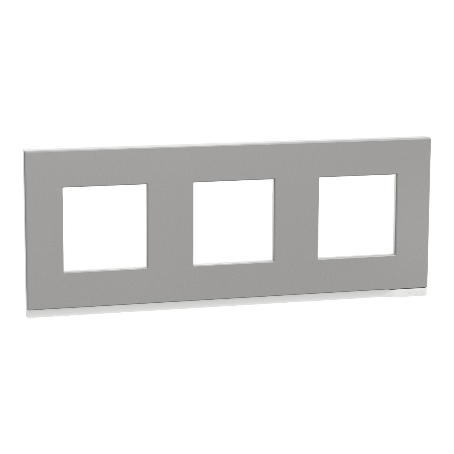 Рамка трехместная Schneider Electric Unica Pure горизонтальная Матовый/Белый Алюминий (NU600680)