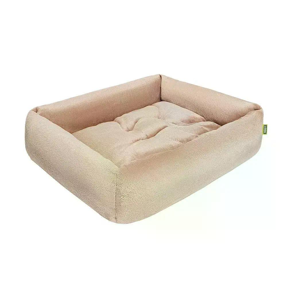 Лежанка плюшевая прямоугольная для собак и кошек мягкое спальное место для животных 50х65х16 см Капучино