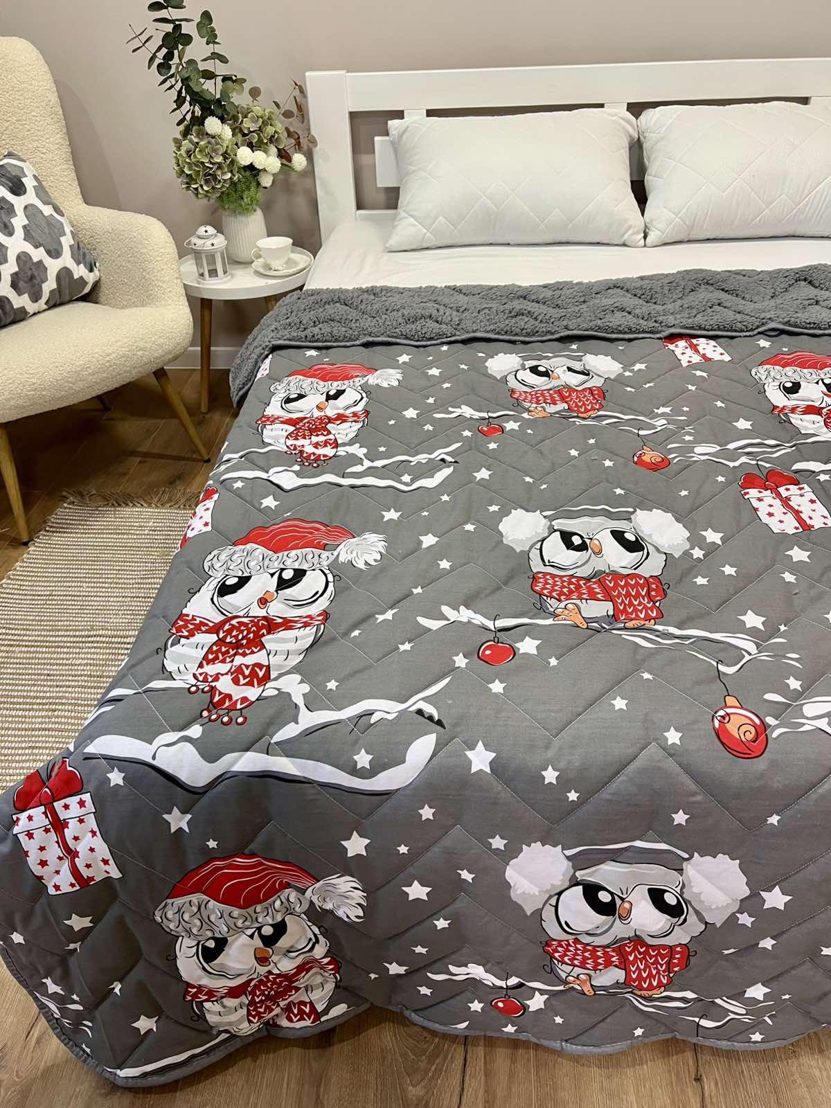 Ковдра-покривало дитяче Сови полуторне 150x210 см Сірий (29879550)