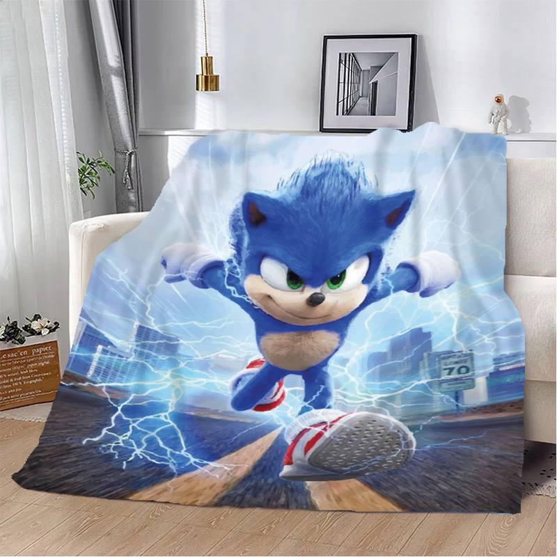 Плед плюшевый с 3D рисунком Соник велюр 135х160 см (120222445В)