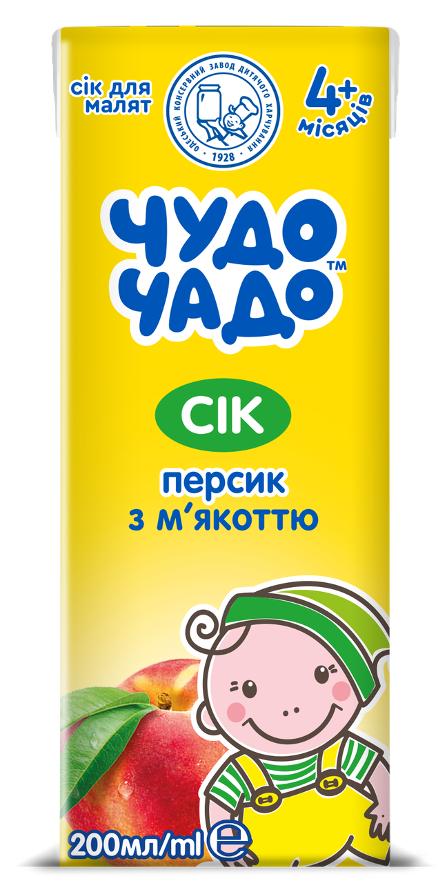 Сік Чудо-Чадо Персик з м'якоттю без цукру 200 мл (2325263918)