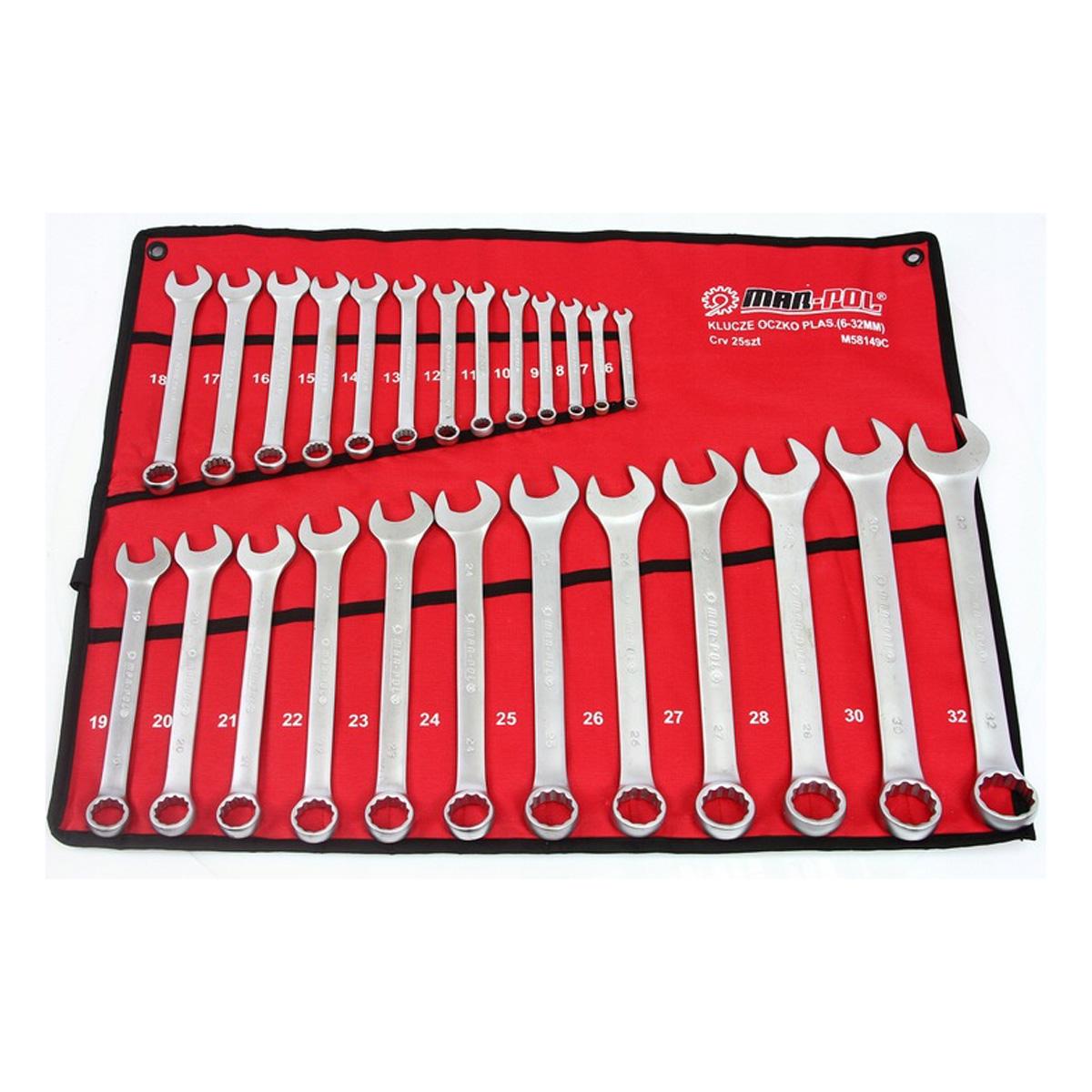 Набор гаечных ключей Mar-Pol M58149C 6-32 мм хромово-ванадиевая сталь 25 шт.