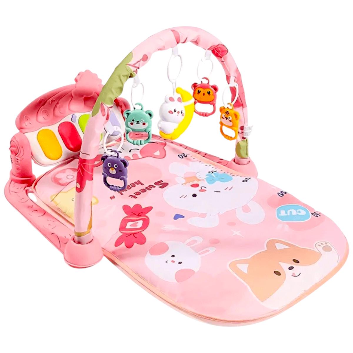 Килимок ігровий розвиваючий Aiyingle музичний для немовлят з дугою та піаніно (368-5 P)