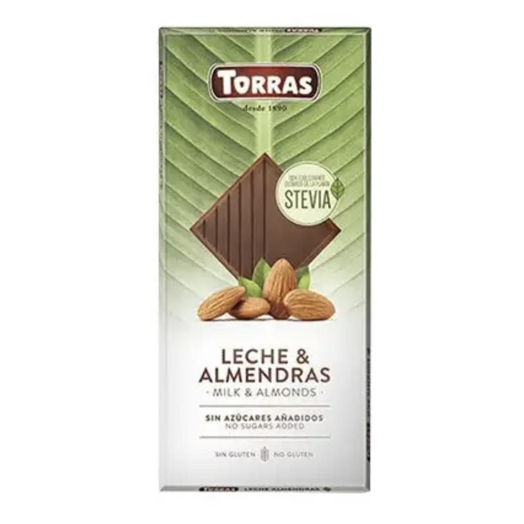 Шоколад молочний Torras Stevia з мигдалем зі стевією 125 г