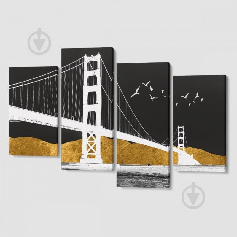 Модульная картина из четырех частей Malevich Store 129x90 см Golden Gate Bridge (MK412838)