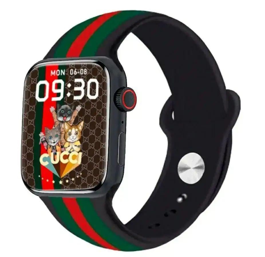 Смарт-часы Gucci 1-1 NFC 45 мм 440 mAh IP53 с мониторингом физ.активности приемом звонков и микрофоном черные