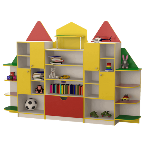 Стенка для детских игрушек Домик 2800х420х1900 мм (dets mebel54_369)