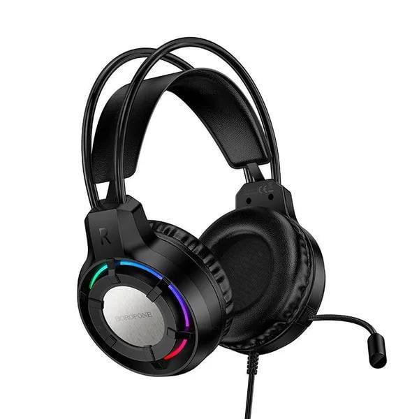 Наушники игровые накладные Borofone BO112 Wave USB/3,5 мм с микрофоном RGB Black (6941991124648)