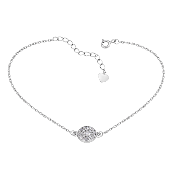 Браслет серебряный Круг с белым фианитом