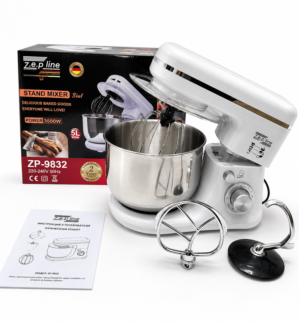 Миксер-тестомис ZepLine ZP-9832 3500 Вт с чашей 5 л (34269013)