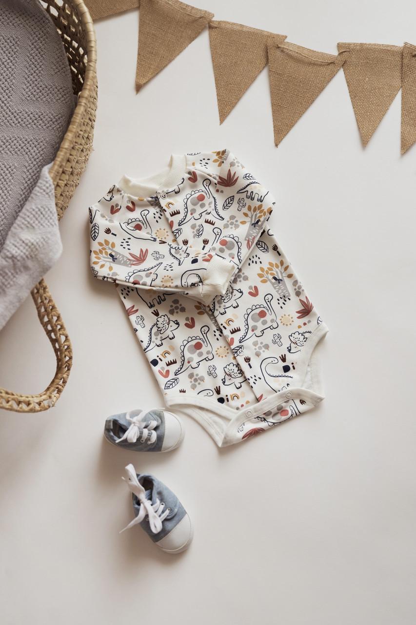 Боди с длинным рукавом интерлок Дино 62 см (2678721701)