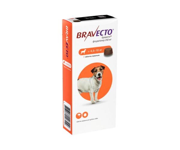 Таблетка для собак Bravecto Бравекто от блох и клещей жевательная 4.5-10 кг 1 таблетка
