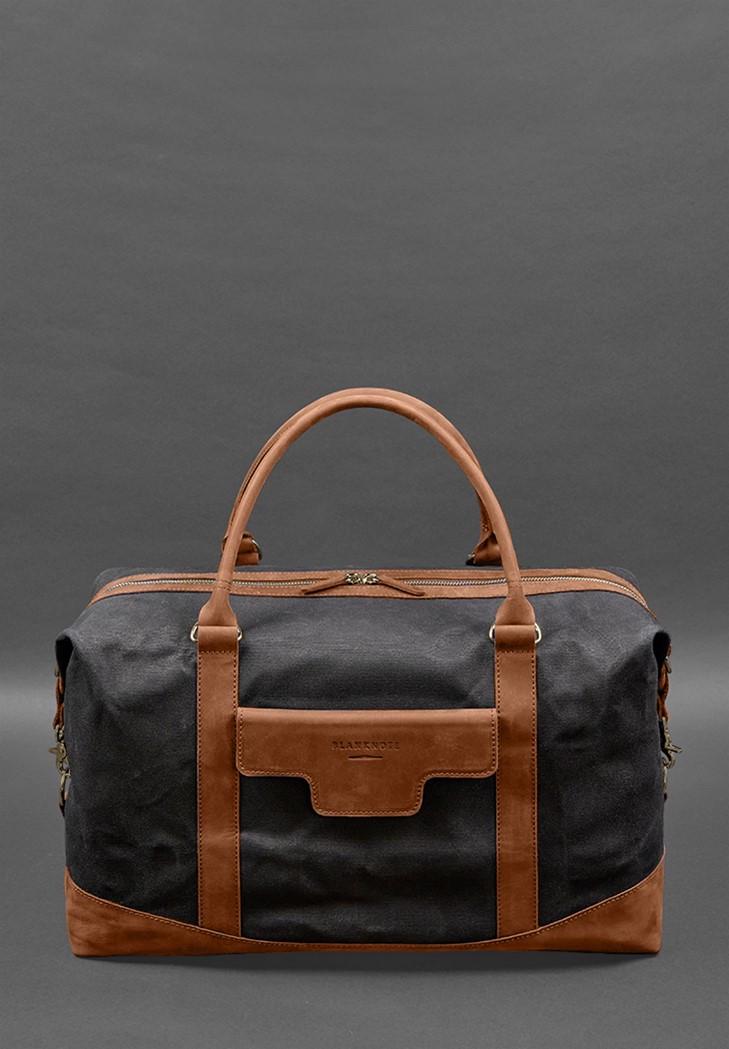 Дорожня сумка з канвасу та натуральної шкіри Crazy Horse Світло-коричневий (A-028160) - фото 2