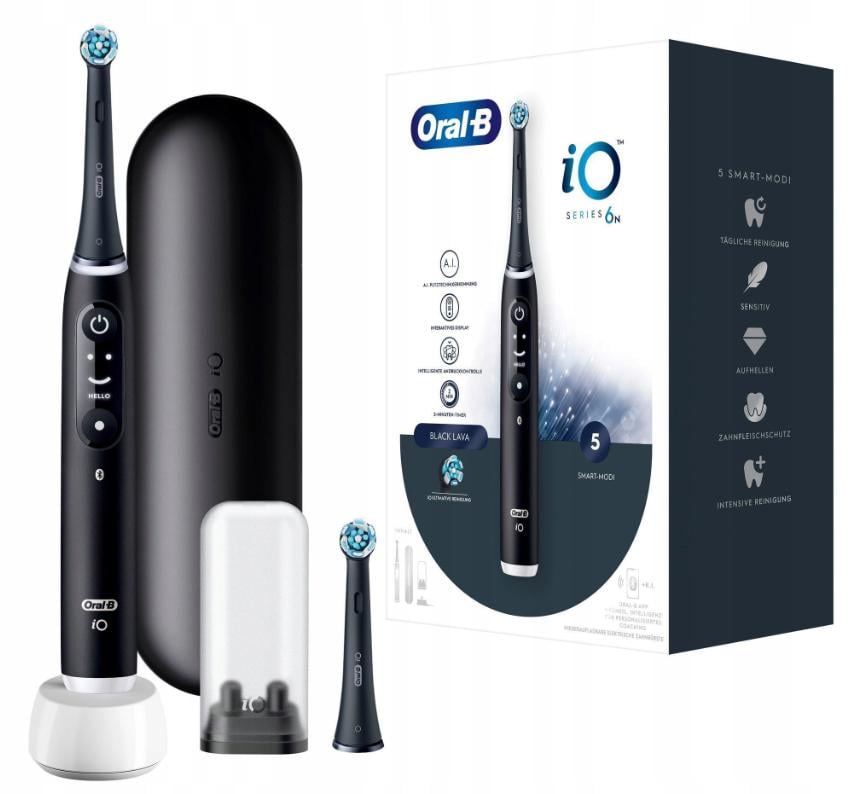 Зубная щетка электрическая Oral-B Braun Series iO 6 + 1 дополнительная насадка/1 футляр/1 кейс для насадок Black (9899099) - фото 1