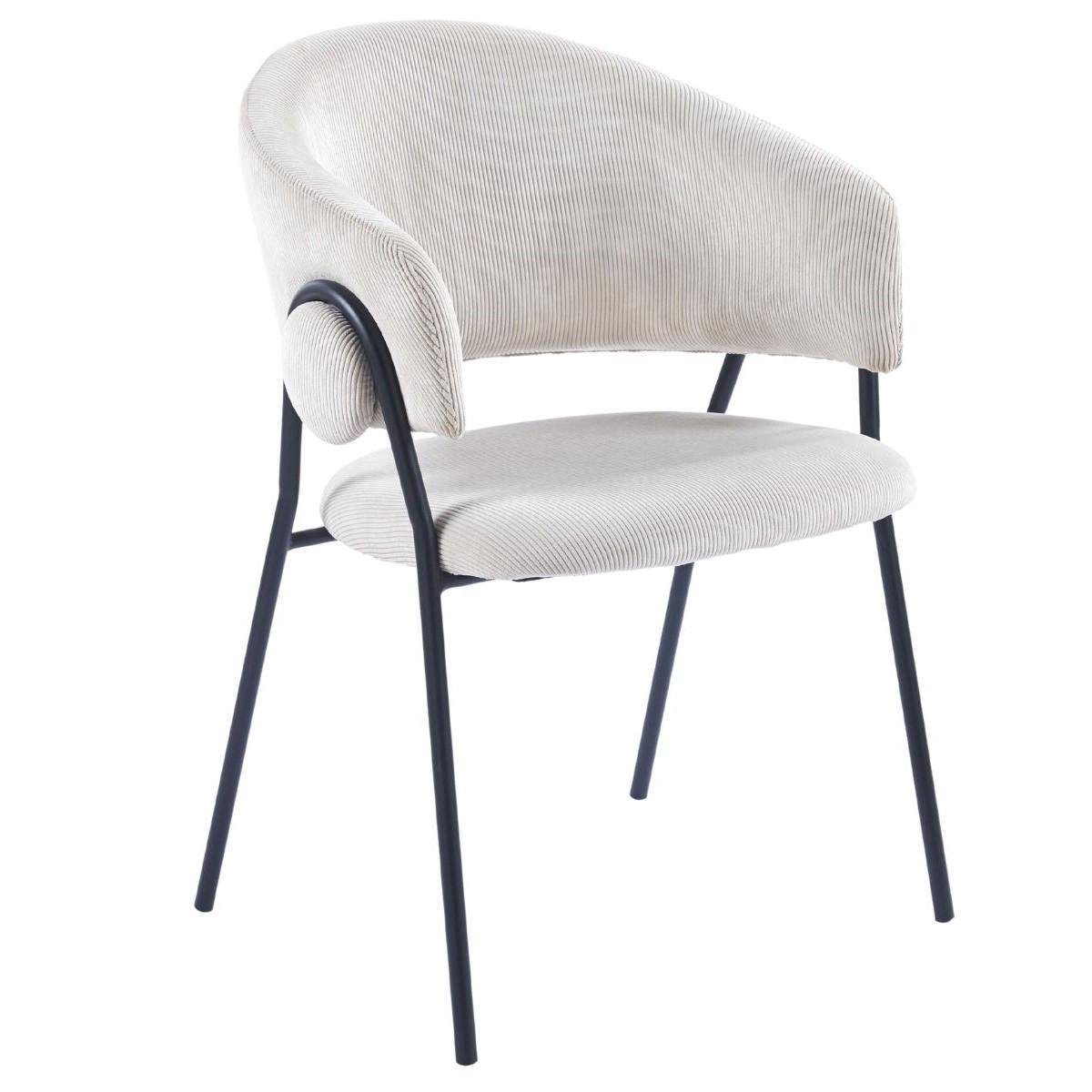 Стілець обідній Intarsio KAY фактурний вельвет Чорний/Світло-бежевий (18290204)