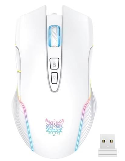 Мышка игровая беспроводная Onikuma C-105 Pro с RGB подсветкой 2,4GHz 600-3600 DPI 7 кнопок бесшумная Белый (748437)