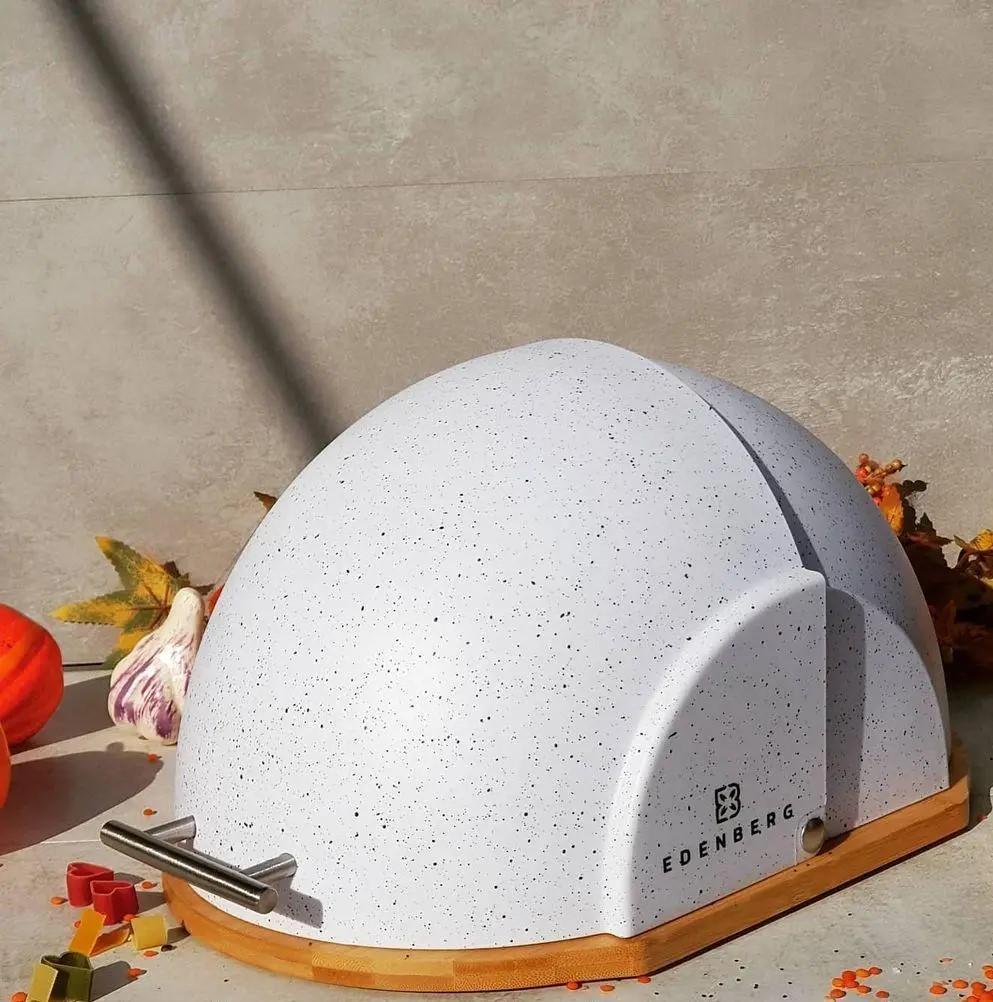 Хлебница Edenberg EB-091 с деревянной основой и пластиковой крышкой Белый (2530558933)