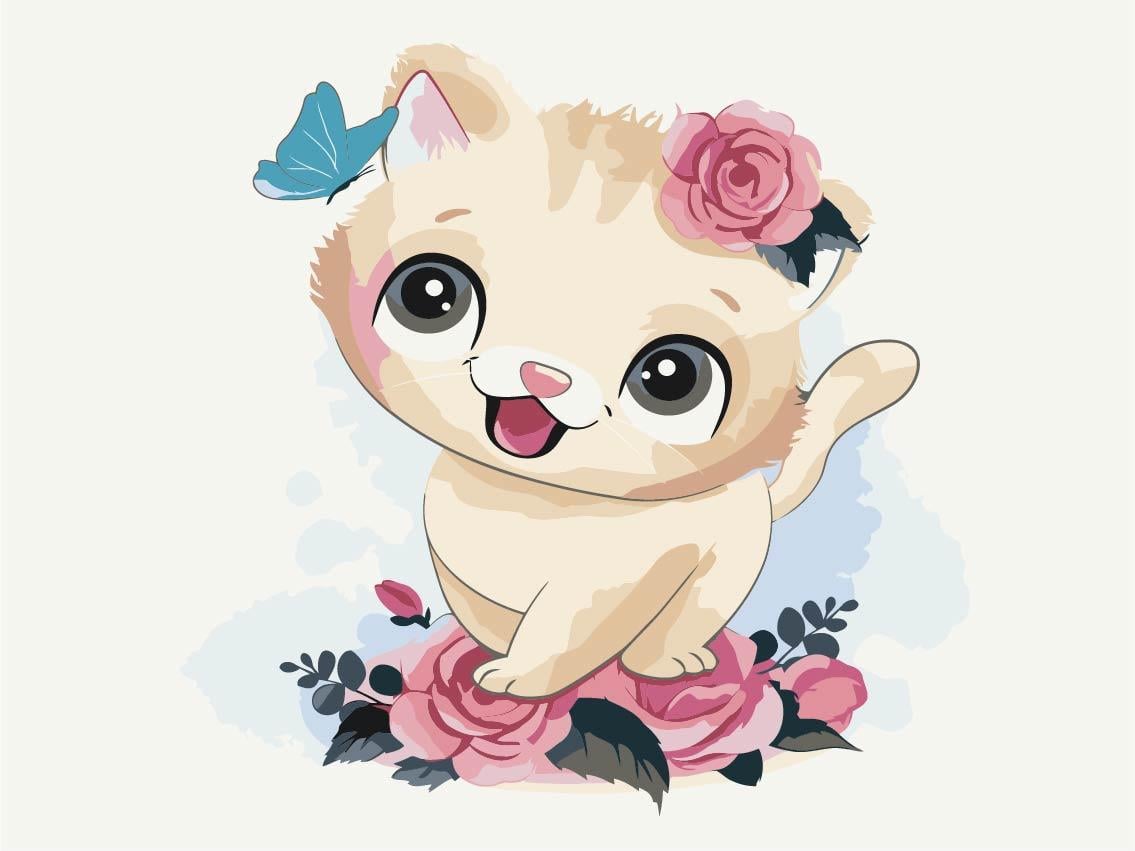 Картина по номерам BrushMe Игривый котенок 30х40 см (KBS0076)