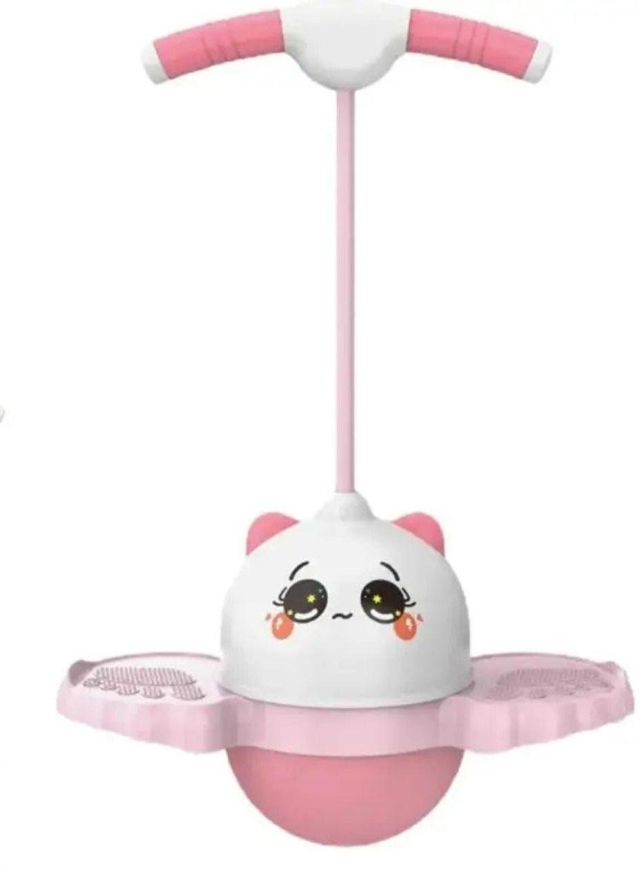 Мяч прыгун с ручкой и LED-подсветкой Розовый (AD-2546)