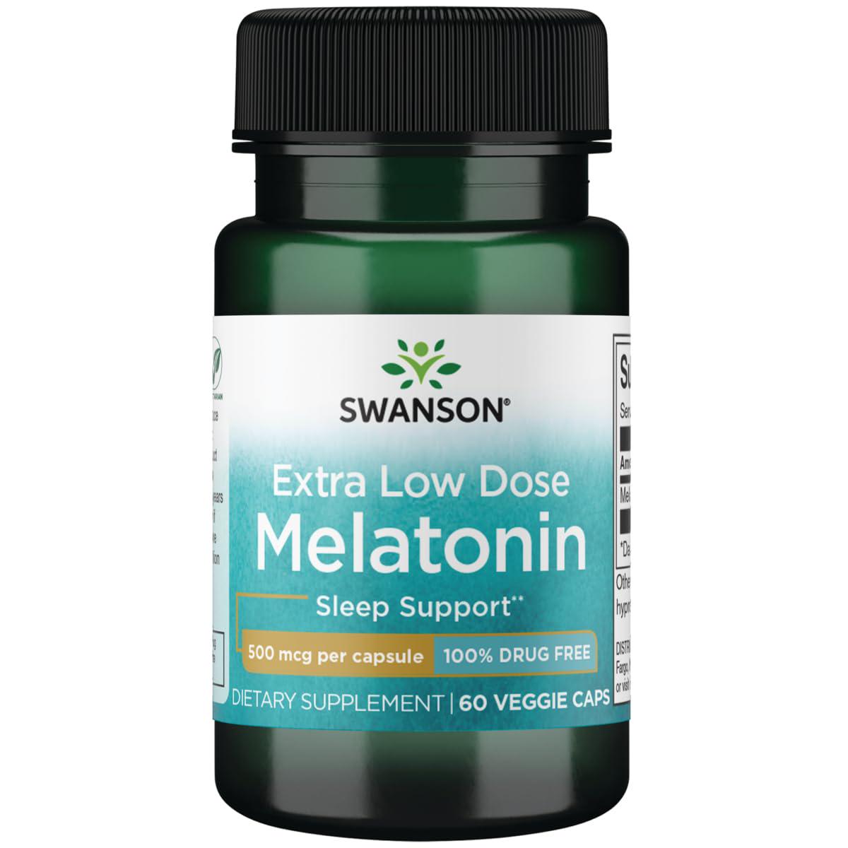 Мелатонин Swanson Melatonin Extra Low Dose 500 мкг 60 коп.