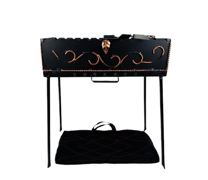 Мангал-валіза кований з металу 3 мм на 12 шампурів із совком і кочергою Чорний (21-10-MG-5065) - фото 1