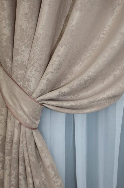 Штори на люверсах SULTAN YL жаккард 1,5х2,5 м 2 шт. Бежево-пудровий (1290ш) - фото 5