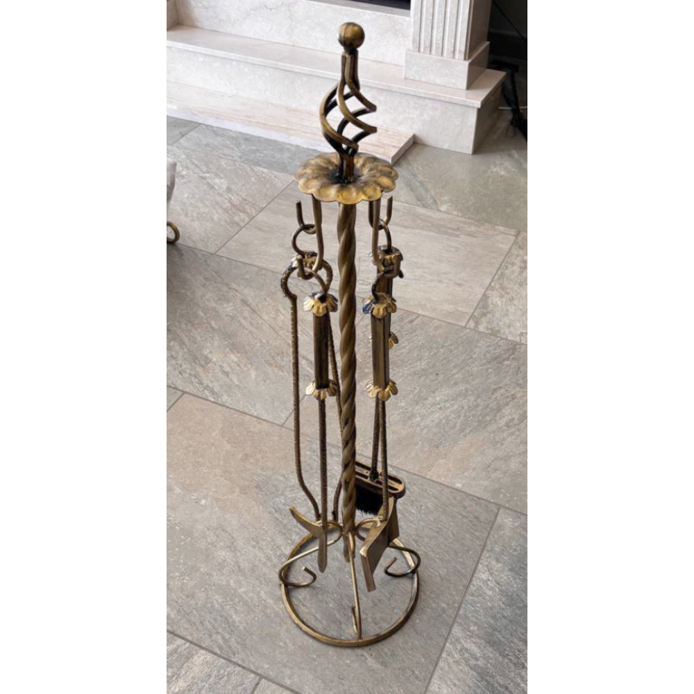 Кований набір з дровницею Бронзовий (28157428) - фото 2 Кований набір з дровницею Бронзовий (28157428) - фото 2