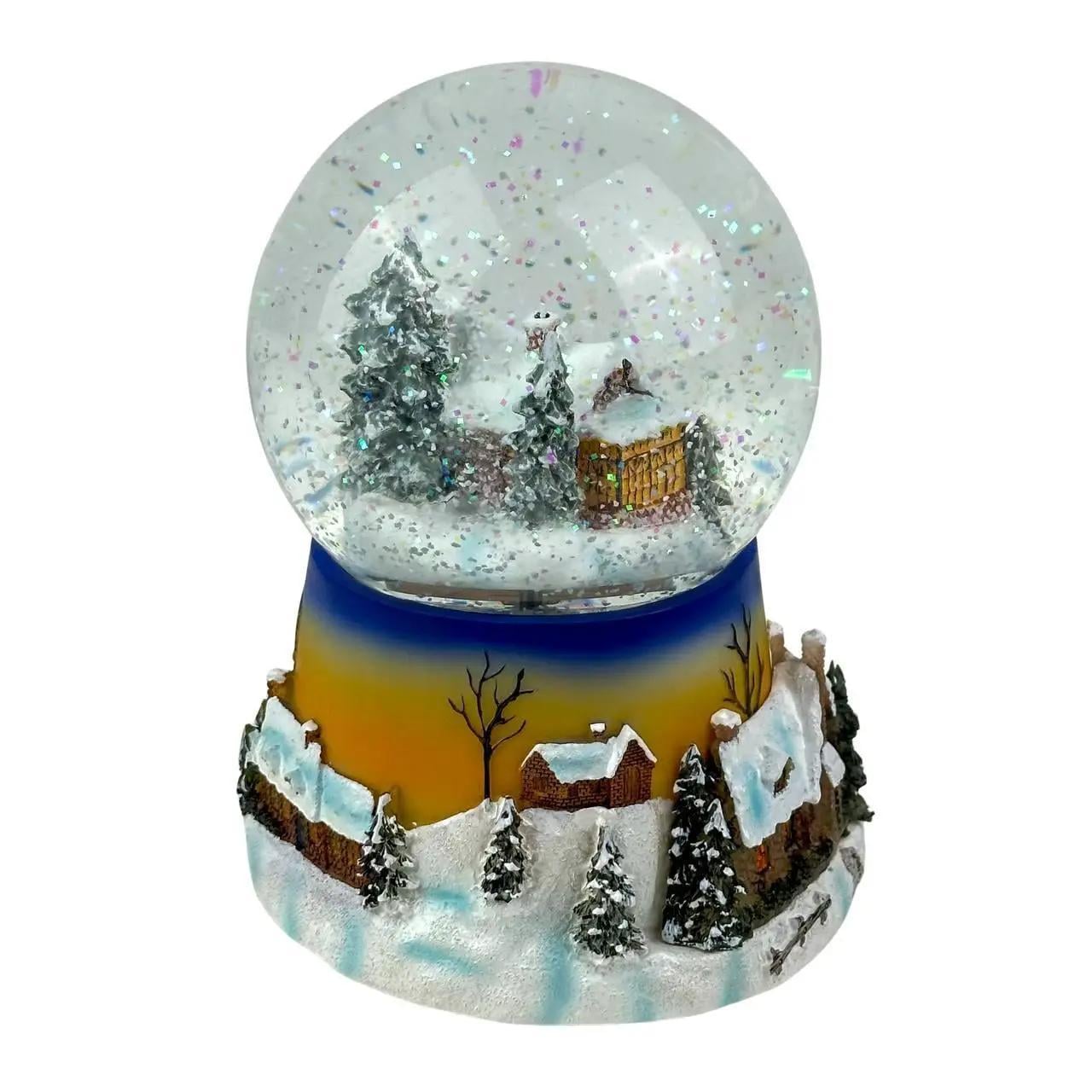 Декор новорічний сніговий світильник Будиночок в кулі внутрішня частина обертається 10х10х15 см (2834249146)