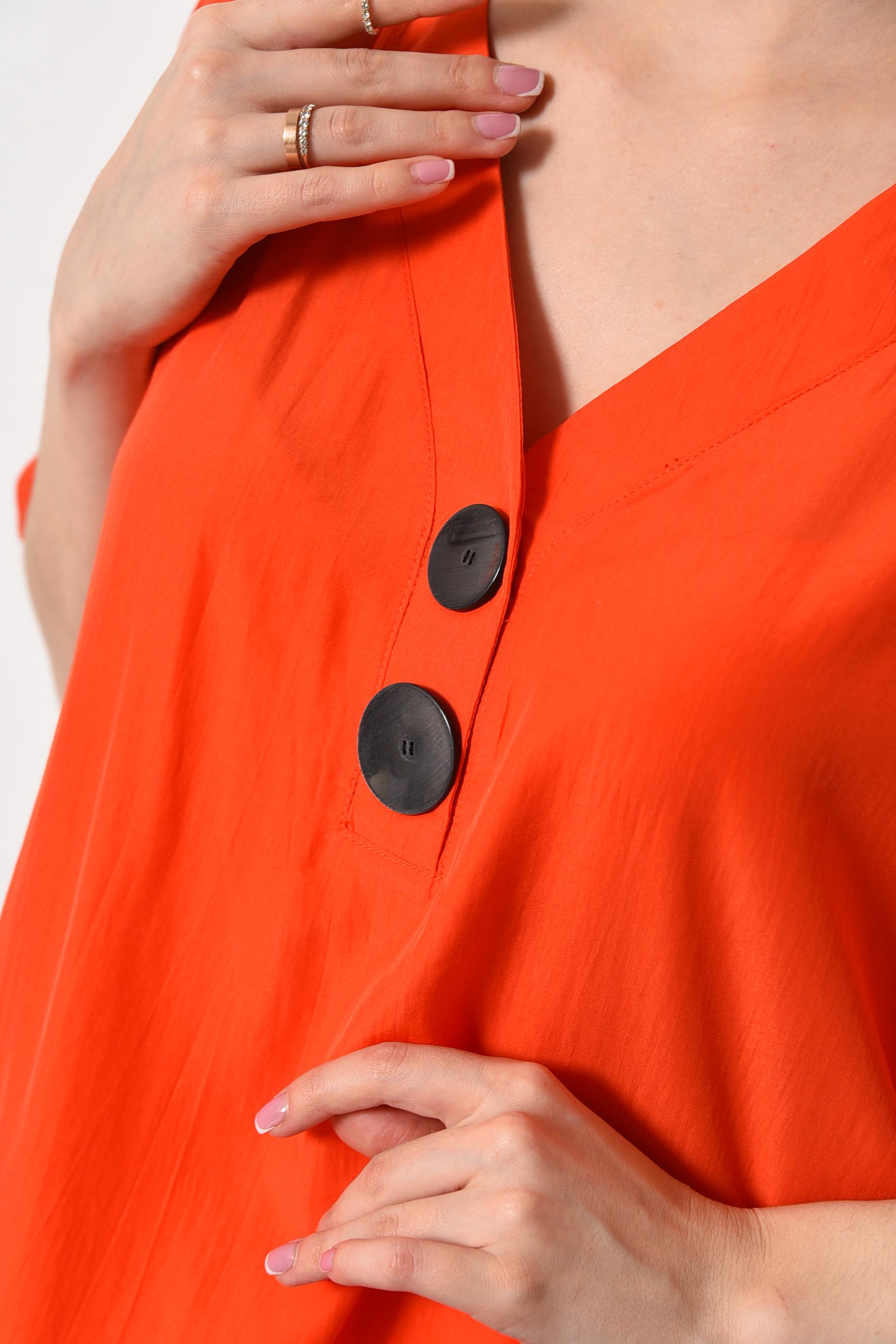 Блуза женская с коротким рукавом р. 46 Оранжевый (176188) - фото 4 Блуза женская с коротким рукавом р. 46 Оранжевый (176188) - фото 4