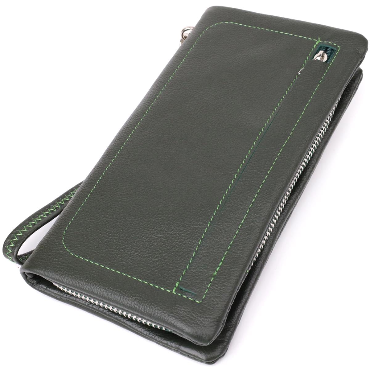 Гаманець жіночий ST Leather 23103 з відділенням для телефона з натуральної шкіри Зелений (168-136-23103)