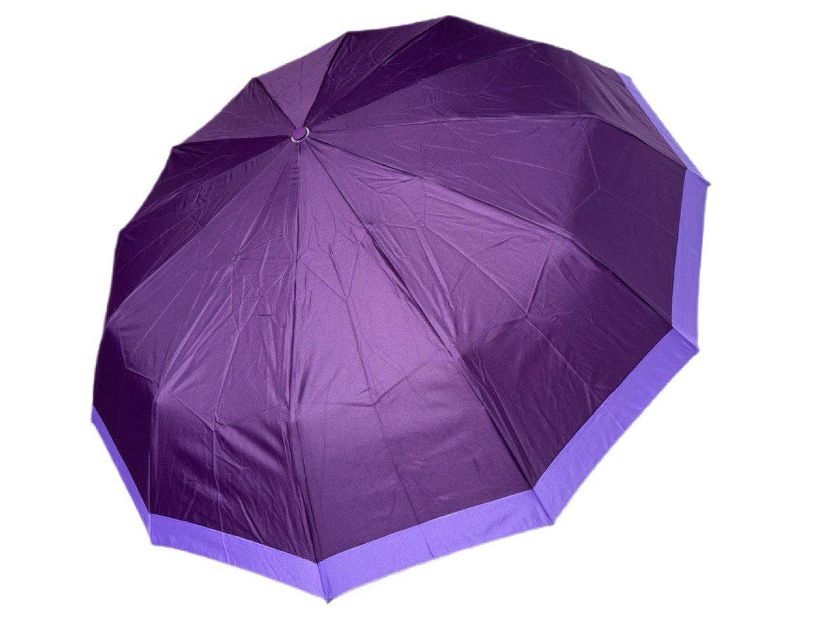 Парасолька автоматична жіноча Bellissimo 12 спиць 6 сегментів Фіолетовий з лавандовою облямівкою (654/4) - фото 1