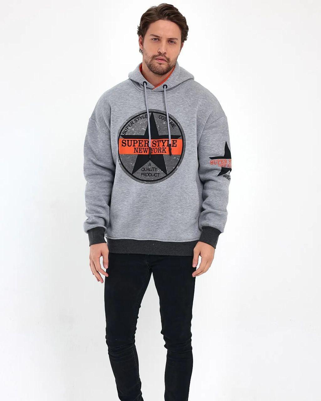 Худи турецкое 778 на флисе L Серый (449)