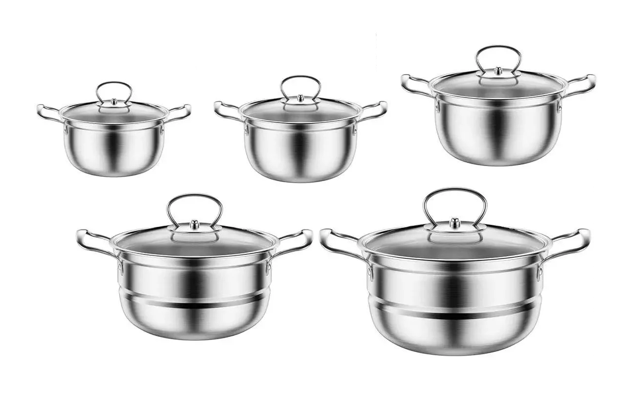 Набір каструль Mihoho з нержавіючої сталі для всіх типів плит 12 предметів