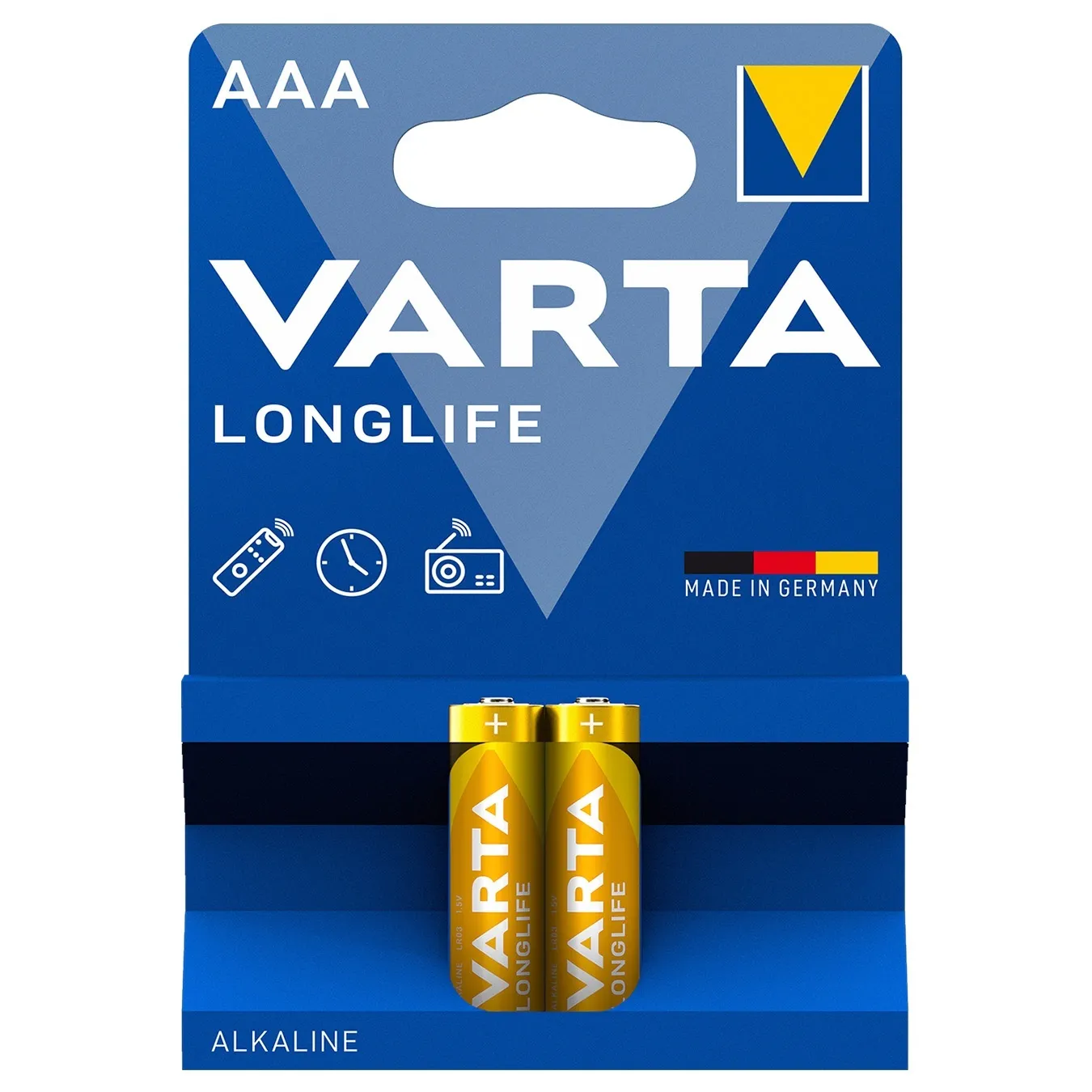Батарейка щелочная VARTA LONGLIFE AAA 2 шт. (16436)