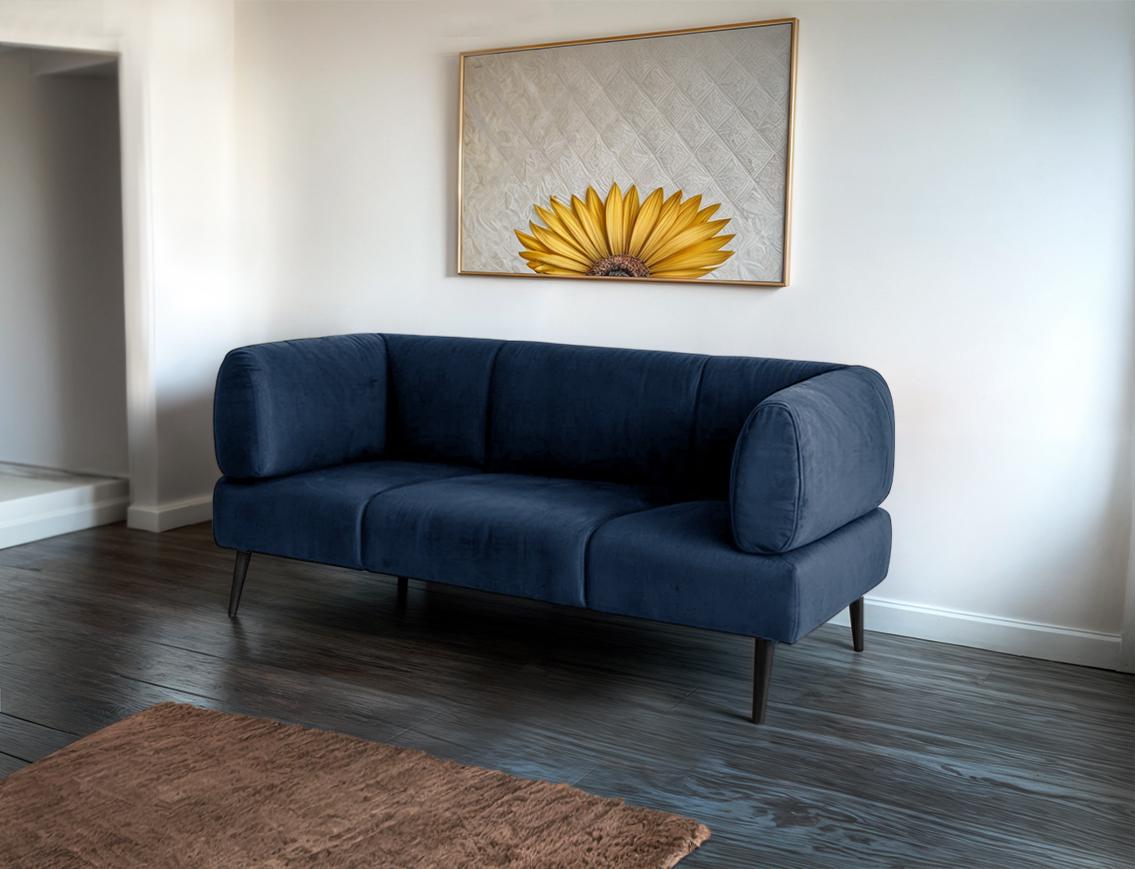 Диван с подлокотниками Tobi Sho Бенно-1 офисный с конусной ногой 1400х720х750 мм велюр Emilia 88 Blue - фото 3