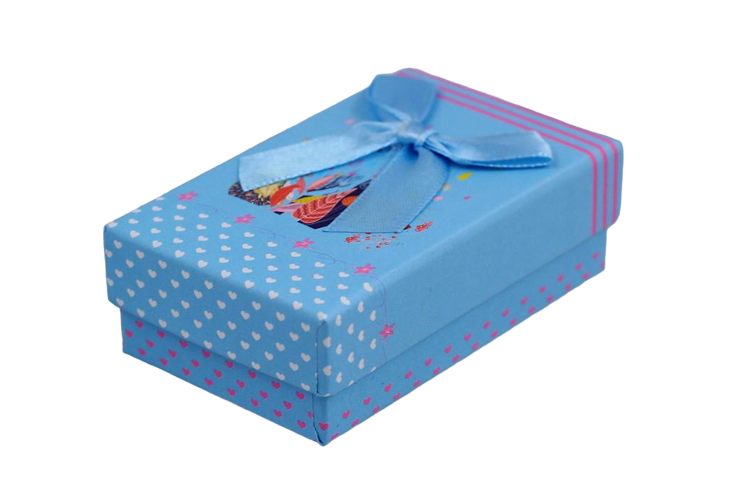 Подарочная коробочка горошины с бантиком прямоугольная 8х5х2,5 см Голубой (1147268854)