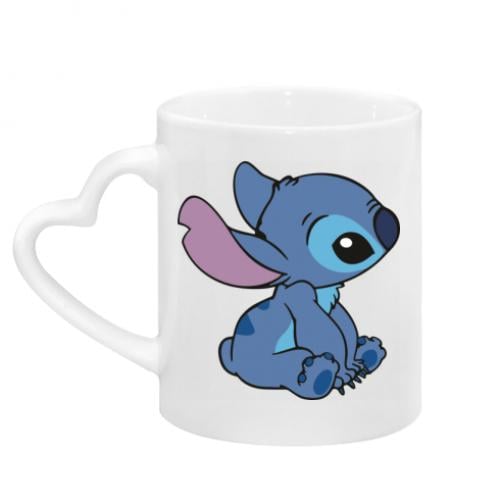 Чашка керамическая с ручкой в ​​виде сердца Стич 320 мл Белый (16563739-1-197923)