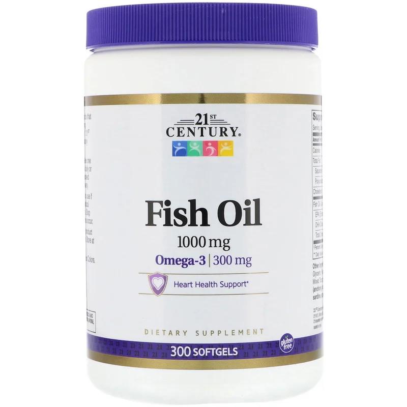 Жирные кислоты 21st Century Fish Oil 1000 мг 300 капсул