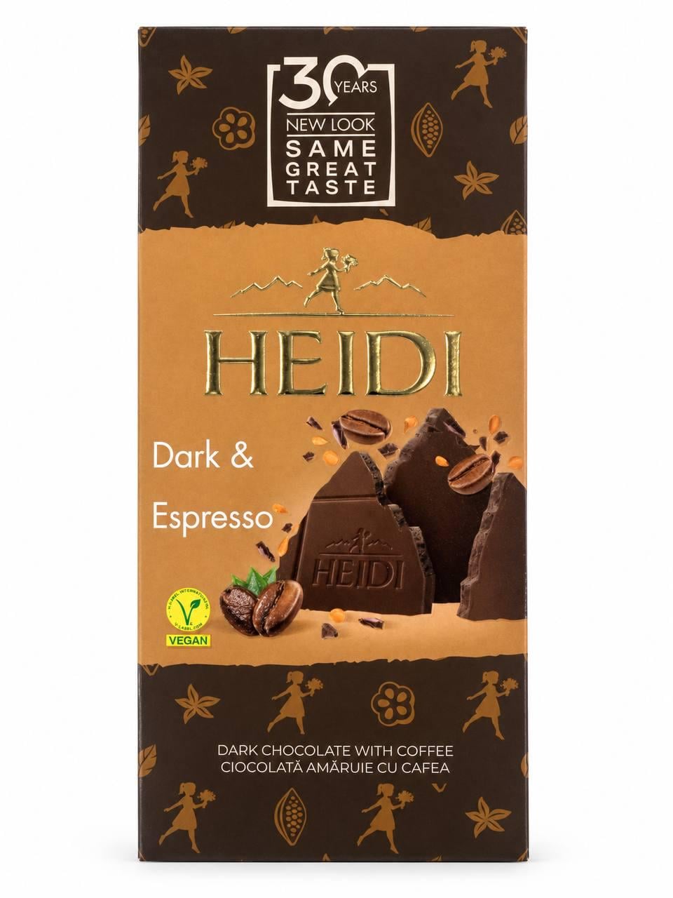 Чорний шоколад Heidi з кавою