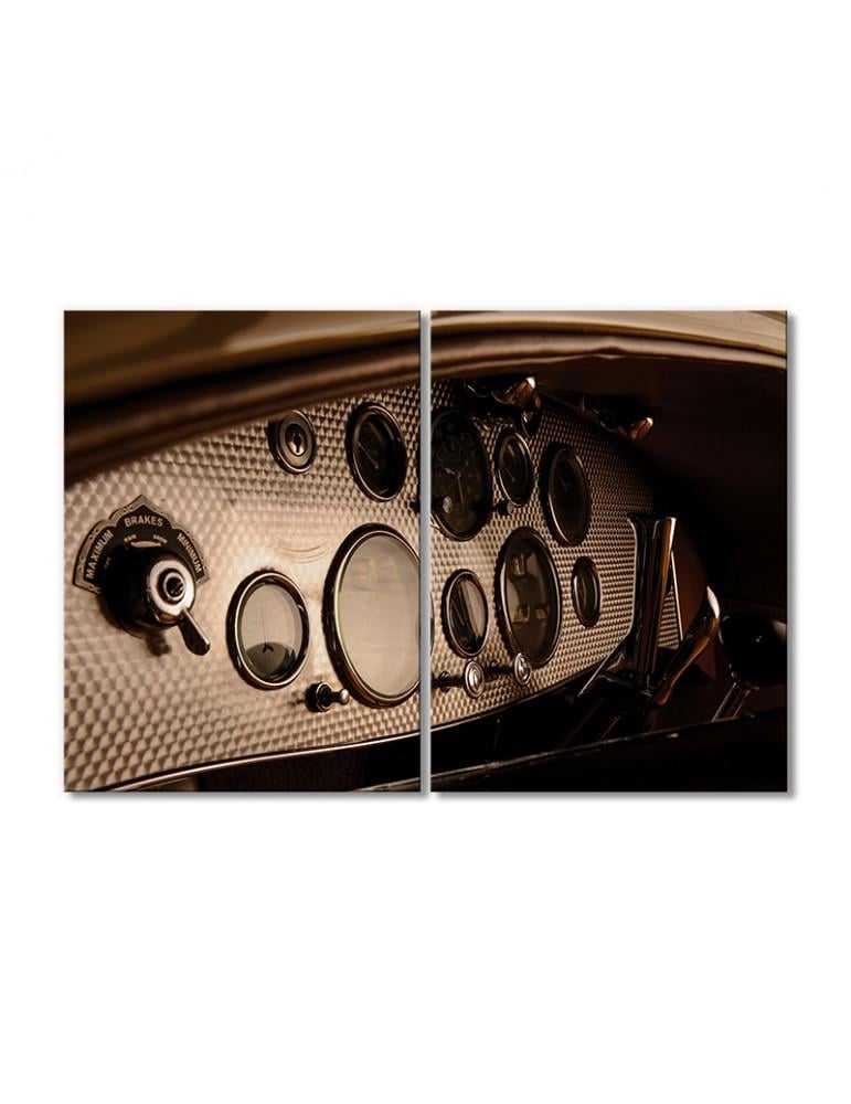 Картина модульная Спидометр старого автомобиля 2 модуля 30х45 см