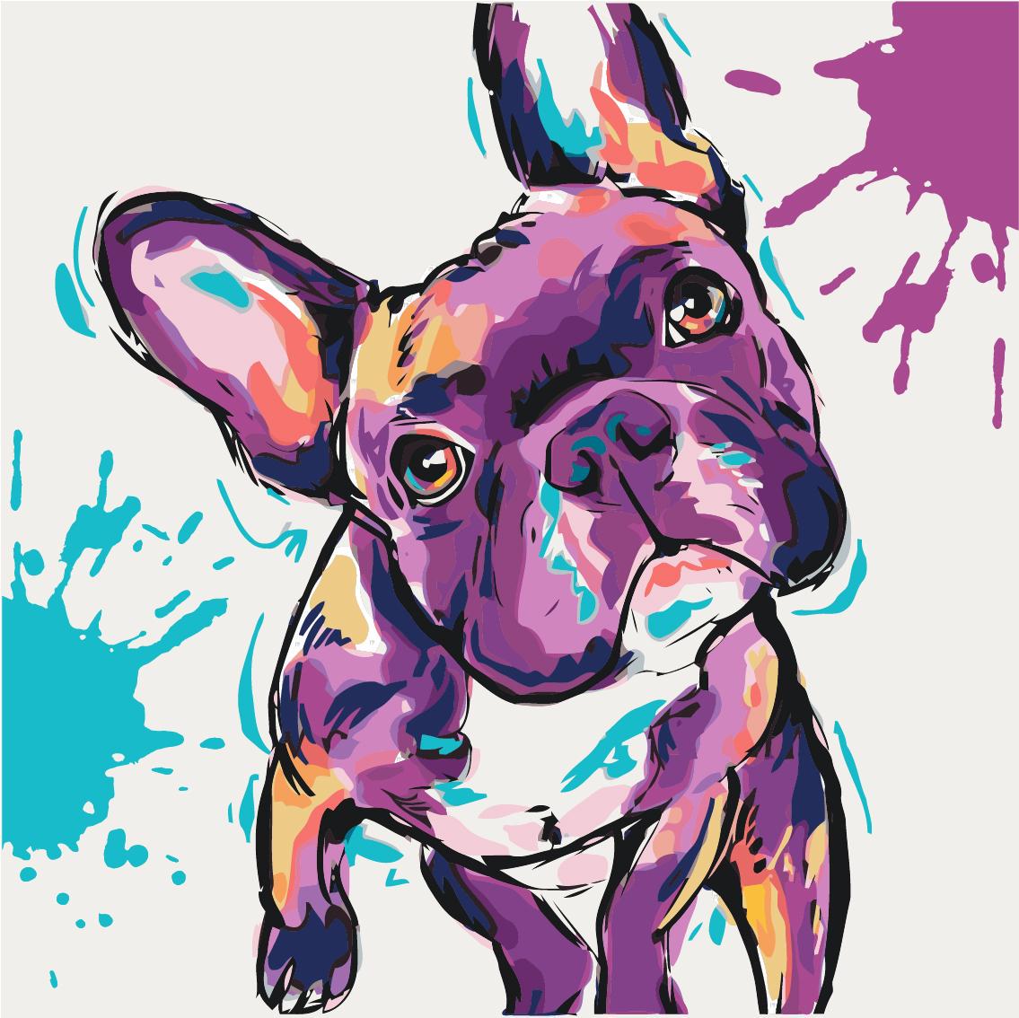 Картина по номерам Идейка "Забавный бульдог" 40х40 см (KH4009)