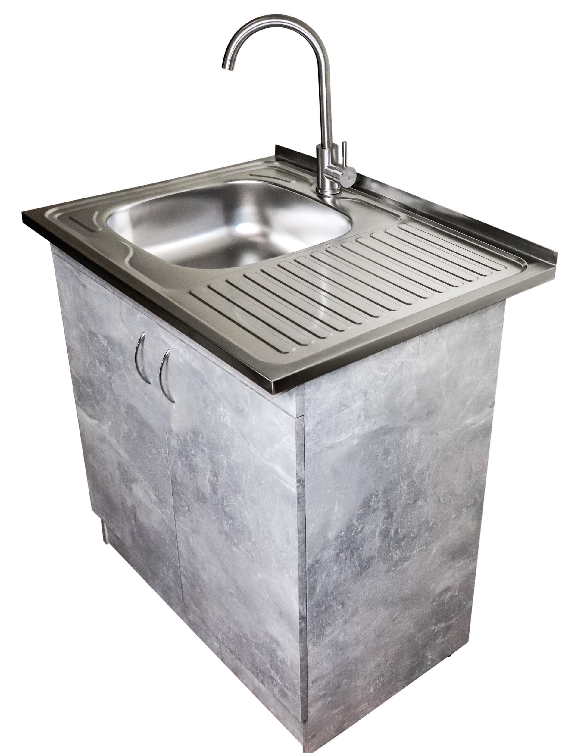 Мийка з тумбою AQUAMILL VAVILON 80 економ індастріал права/ліва та змішувач