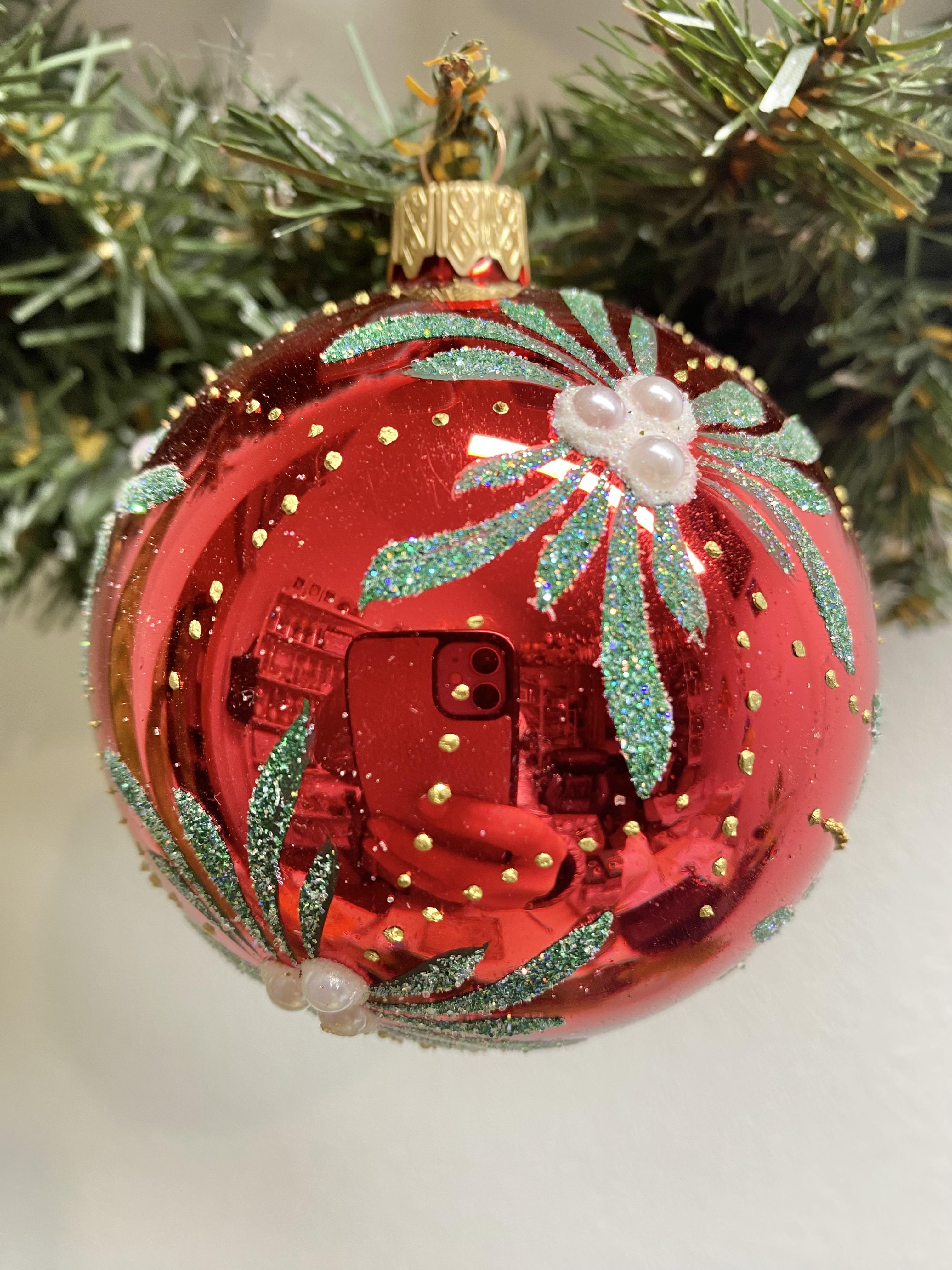 Прикраса на ялинку зі скла 80 мм Квіти (D80-flowers-2)