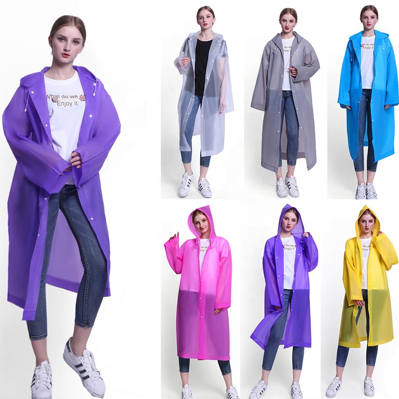 Дощовик з капюшоном EVA Raincoat на кнопках Блакитний (1801429) - фото 5