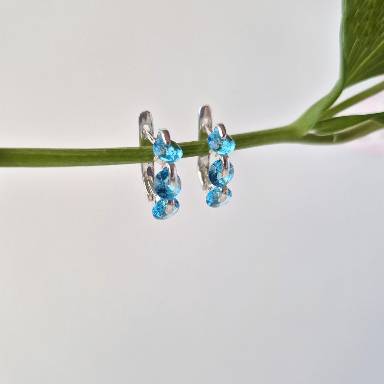 Серьги Смородина в голубых камнях серебро 925 пробы 3,20 г (2128с)
