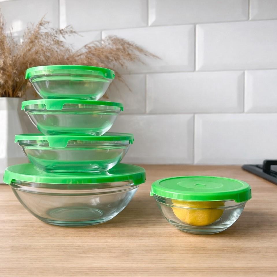 Набор стеклянных салатников с крышками 5 шт. (31956577) Набор стеклянных салатников с крышками 5 шт. (31956577)