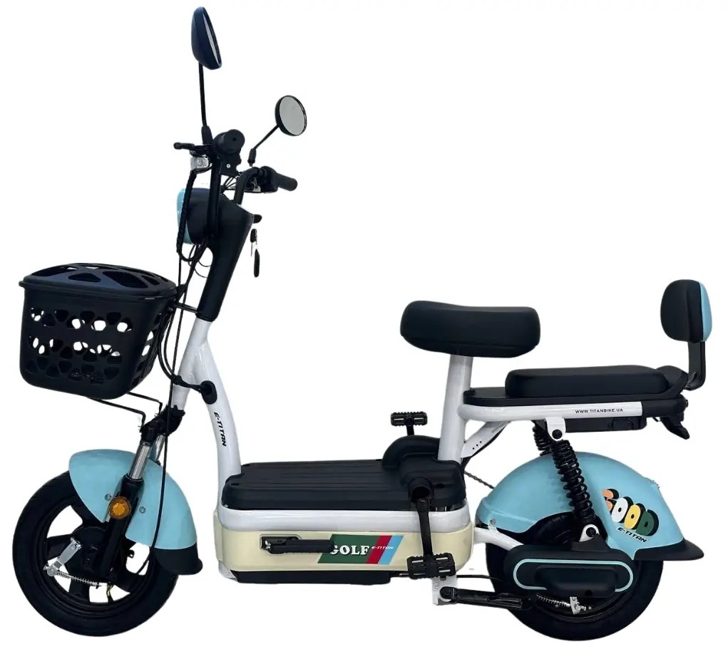 Электроскутер E-Titan Golf 14" 20 Ah до 55-80 км White/Blue